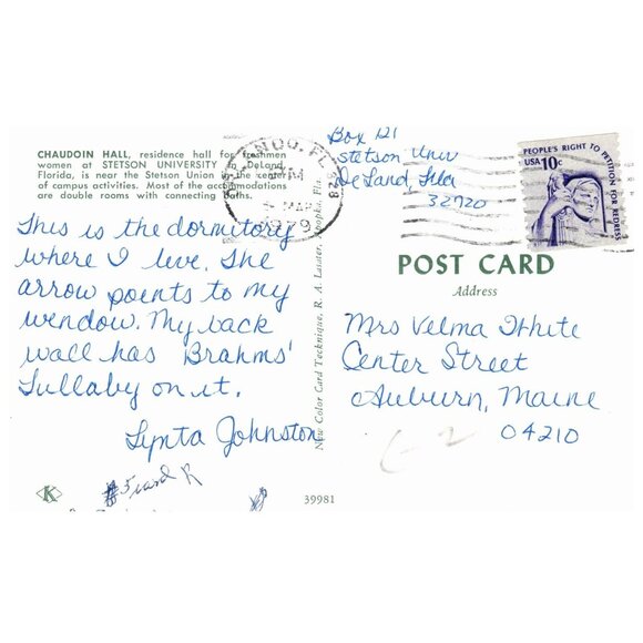 Postcard 1979 Chaudoin Hall Setson University Deland Florida Chrome era - Picture 2 of 2